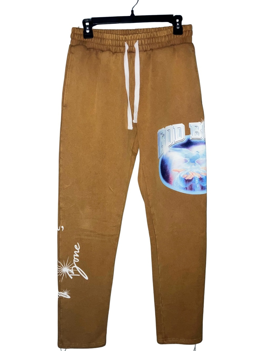Men's Brown Graphic Joggers with Drawstring Waist